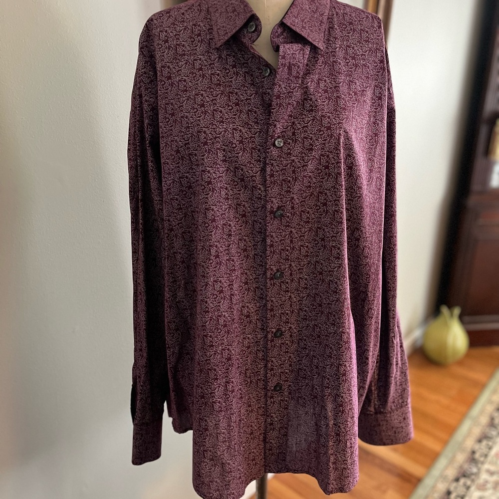 QUIETI SICILY MEN'S LONG SLEEVE BUTTON DOWN VINTAGE PAISLY STITCH - size XXL